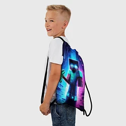 Рюкзак-мешок Minecraft - neon character ai art, цвет: 3D-принт — фото 2