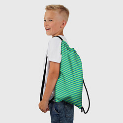 Рюкзак-мешок Зелёный в синюю полоску, цвет: 3D-принт — фото 2