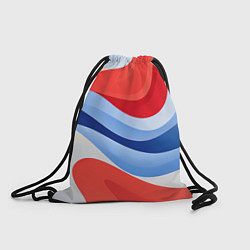 Рюкзак-мешок Волнистые полосы красные белые синие, цвет: 3D-принт