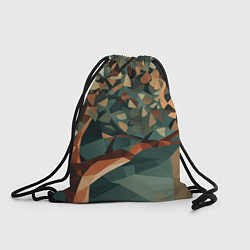 Рюкзак-мешок Полигональное дерево с зелеными листьями, цвет: 3D-принт