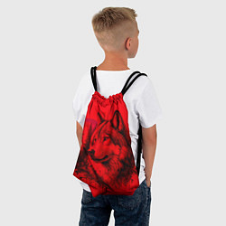 Рюкзак-мешок Рисунок волка на красном, цвет: 3D-принт — фото 2