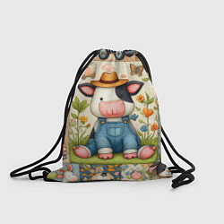 Рюкзак-мешок Прикольный телёнок и его друзья - пэчворк, цвет: 3D-принт