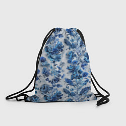 Рюкзак-мешок Цветочный сине-голубой узор, цвет: 3D-принт