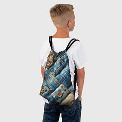 Рюкзак-мешок Джинсовый пэчворк с пуговицами - мода, цвет: 3D-принт — фото 2
