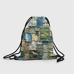 Рюкзак-мешок Джинсы с камуфляжем пэчворк, цвет: 3D-принт