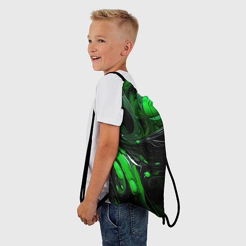 Мешок для обуви Green dark abstract geometry style / 3D-принт – фото 3