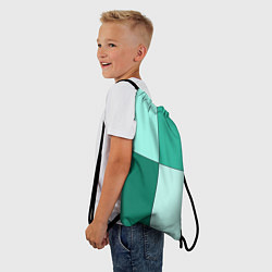 Рюкзак-мешок Геометричный зелёный и мятный, цвет: 3D-принт — фото 2