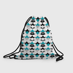Рюкзак-мешок Разноцветный черный голубой с белым геометрический, цвет: 3D-принт