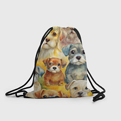 Рюкзак-мешок Красочный паттерн с щенками, цвет: 3D-принт