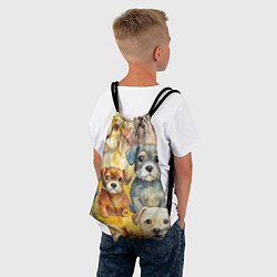 Рюкзак-мешок Красочный паттерн с щенками, цвет: 3D-принт — фото 2