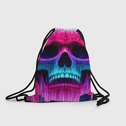 Рюкзак-мешок Pixel skull blast brain - cyber city ai art, цвет: 3D-принт