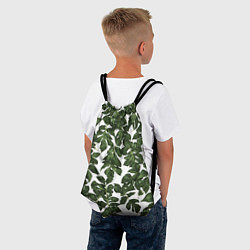 Рюкзак-мешок Зеленые листочки на белом фоне, цвет: 3D-принт — фото 2