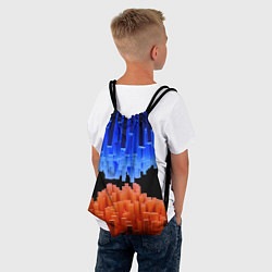 Рюкзак-мешок Стягивающиеся в центре синие и оранжевые блоки, цвет: 3D-принт — фото 2