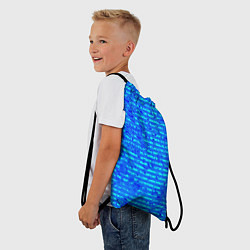 Рюкзак-мешок Яркий голубой абстрактный полосатый, цвет: 3D-принт — фото 2