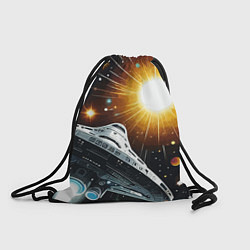 Рюкзак-мешок Космолёт в неоновом космосе - нейросеть, цвет: 3D-принт