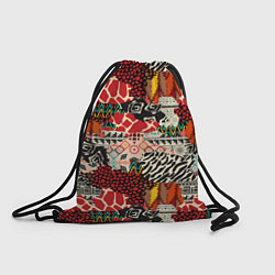 Рюкзак-мешок Разноцветный орнамент хаки, цвет: 3D-принт