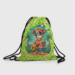 Рюкзак-мешок Песик играет на гитаре жарким летом, цвет: 3D-принт