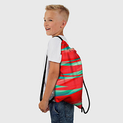 Рюкзак-мешок Красный и бирюзовый абстрактный полосы, цвет: 3D-принт — фото 2