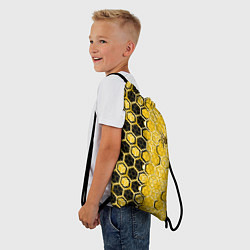 Рюкзак-мешок Киберпанк соты шестиугольники жёлтый и чёрный с па, цвет: 3D-принт — фото 2