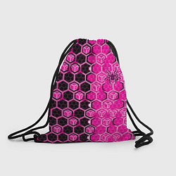 Мешок для обуви Техно-киберпанк шестиугольники розовый и чёрный с