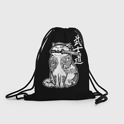 Рюкзак-мешок Кот самурай - вакидзаси в зубах, цвет: 3D-принт
