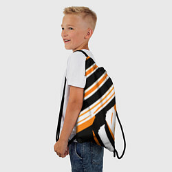 Рюкзак-мешок Чёрно-оранжевые полосы на белом фоне, цвет: 3D-принт — фото 2