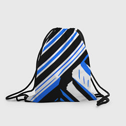 Рюкзак-мешок Чёрно-синие полосы на белом фоне, цвет: 3D-принт