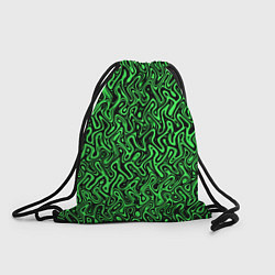 Рюкзак-мешок Чёрно-зелёный абстрактный узор, цвет: 3D-принт
