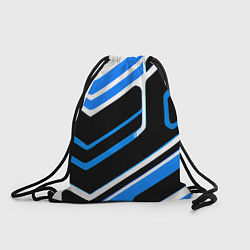 Рюкзак-мешок Бело-синие линии на чёрном фоне, цвет: 3D-принт