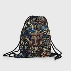 Рюкзак-мешок Викинг-череп ворон, руны и молот Тора, цвет: 3D-принт