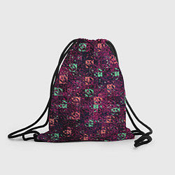 Рюкзак-мешок Тёмный пурпурный текстурированный кубики, цвет: 3D-принт