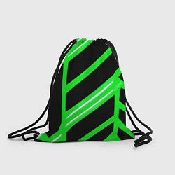 Рюкзак-мешок Чёрно-белые полосы на зелёном фоне, цвет: 3D-принт