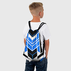 Рюкзак-мешок Blue and black stripes on a white background, цвет: 3D-принт — фото 2