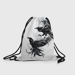 Рюкзак-мешок Два каллиграфических ворона, цвет: 3D-принт