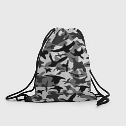 Рюкзак-мешок Камуфляж птицы чёрный, цвет: 3D-принт