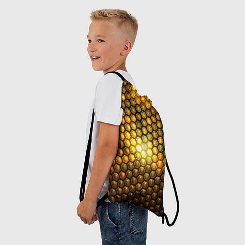 Мешок для обуви Металлические соты - роскошный блеск золота / 3D-принт – фото 3