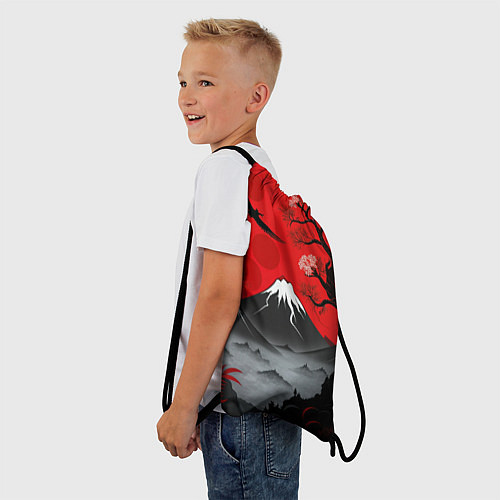 Мешок для обуви Япония сакура и горы / 3D-принт – фото 3