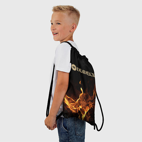 Мешок для обуви Deadlock logo на фоне огня / 3D-принт – фото 3