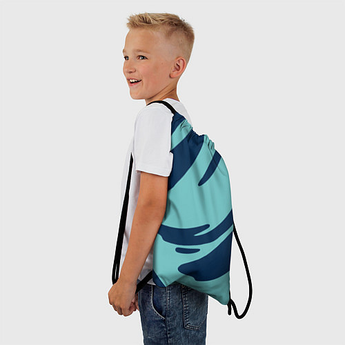 Мешок для обуви Тёмно-синий и бирюзовый абстракция / 3D-принт – фото 3