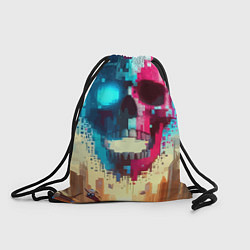 Рюкзак-мешок Cool vanguard neon cyber skull - ai art, цвет: 3D-принт