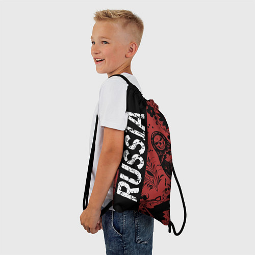 Мешок для обуви Россия на фоне матрёшек балалайки и славянских узо / 3D-принт – фото 3