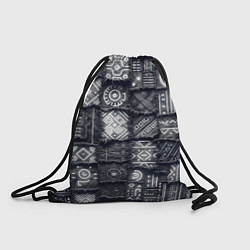 Мешок для обуви Африканские узоры на пэчворк дениме