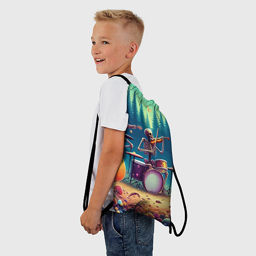 Мешок для обуви Группа скелетов даёт концерт под грибами / 3D-принт – фото 3