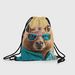 Рюкзак-мешок Модная капибара в отпуске, цвет: 3D-принт