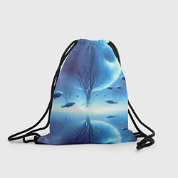 Мешок для обуви Луна и рыбы - нейроарт фантазия