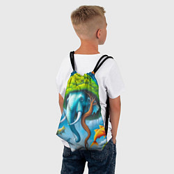 Рюкзак-мешок Сюрреализм со слоном и рыбами - нейроарт фантазия, цвет: 3D-принт — фото 2