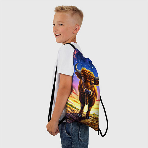 Мешок для обуви Буйвол в звездной ночи / 3D-принт – фото 3