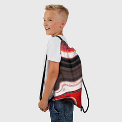 Рюкзак-мешок Волнистые горизонтальные чёрно-красные полосы на б, цвет: 3D-принт — фото 2