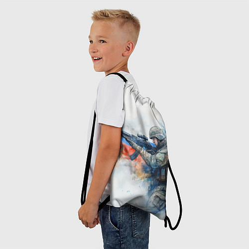 Мешок для обуви Русский солдат и флаг России / 3D-принт – фото 3