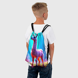 Рюкзак-мешок Лама в неоновых лучах, цвет: 3D-принт — фото 2